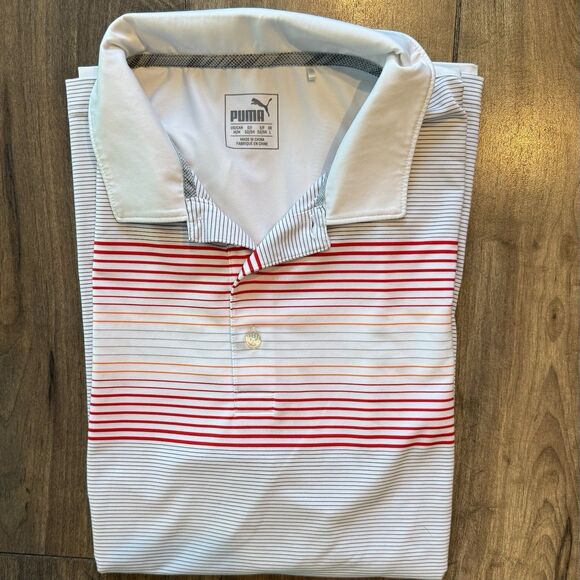 PUMA GOLF Mens Highlight Stripe Performance Fit Polo Medium - Picture 2 of 9